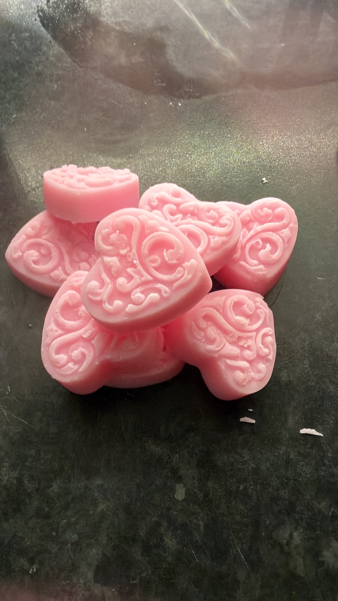 Ornate pink heart wax melts